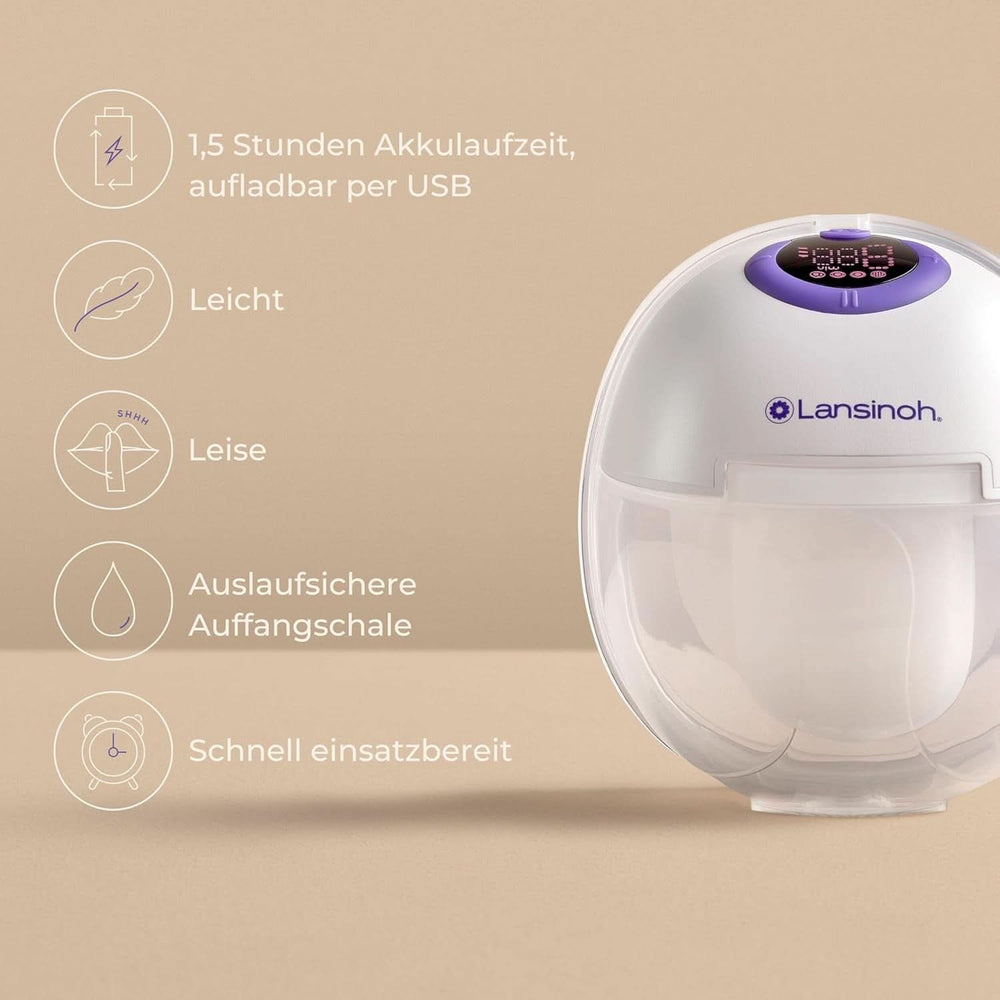 Lansinoh Tragbare Elektrische Doppelmilchpumpe – Freihändig Und Leise Abpumpen Ohne Kabel & Schläuche – Wiederaufladbarer Akku – Einfache Bedienung & Reinigung - Zestaw głośnomówiący Akcesoria Żywność i karmienie piersią Sklep Bebe Naty