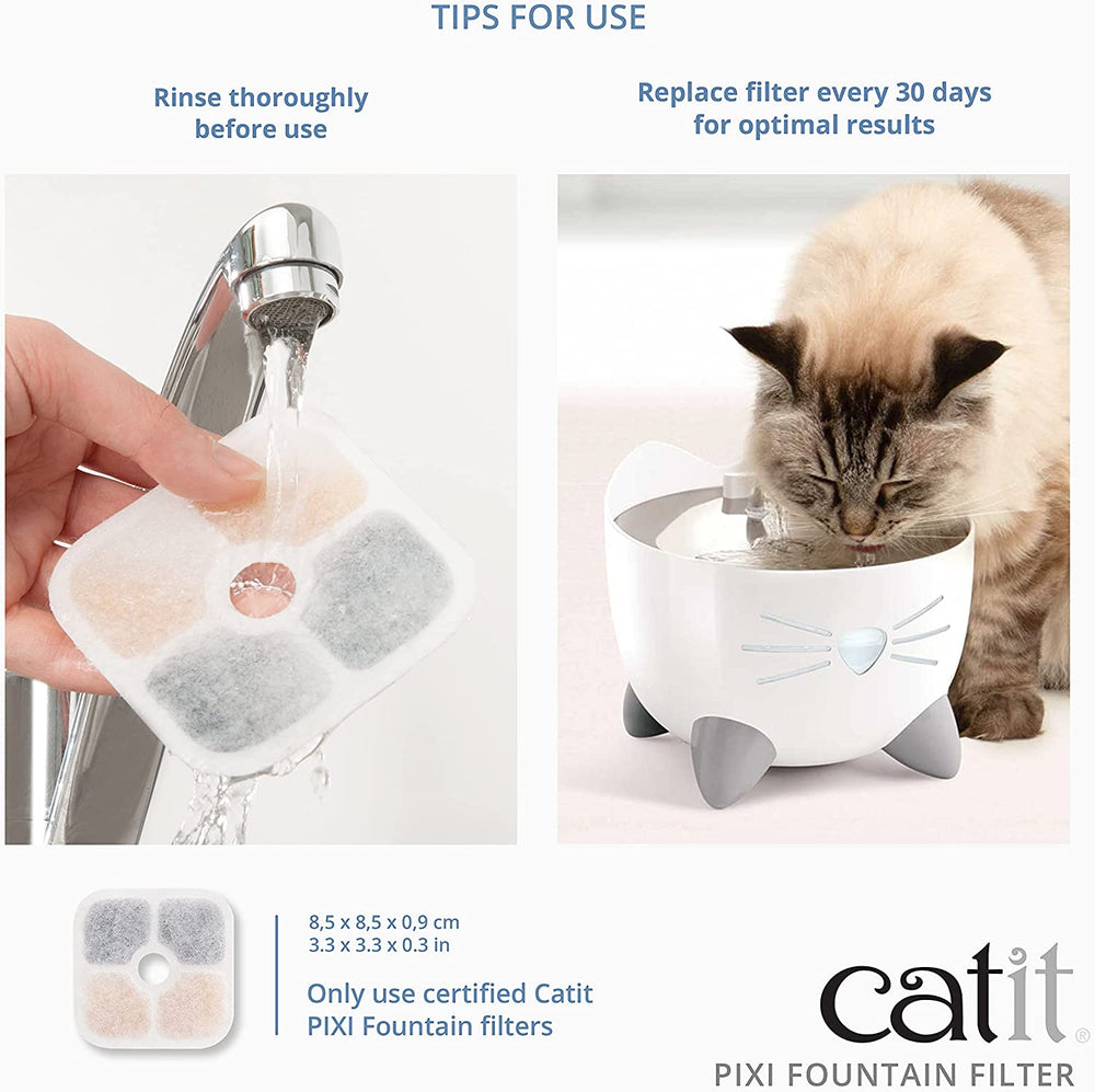 Catit 43722 Pixi Ersatzfilter, Trinkbrunnenfilter dla Catit Pixi Trinbrunnen, 6er Pack, Weiß