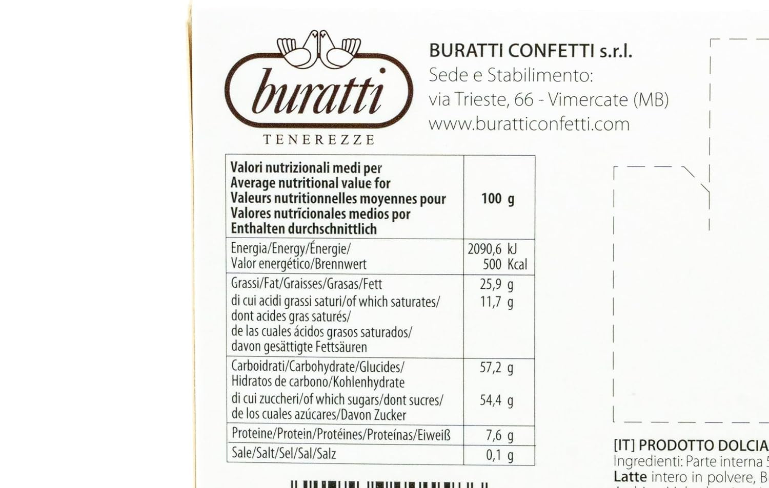Migdały oblane białą czekoladą Tenerezze, 1 szt