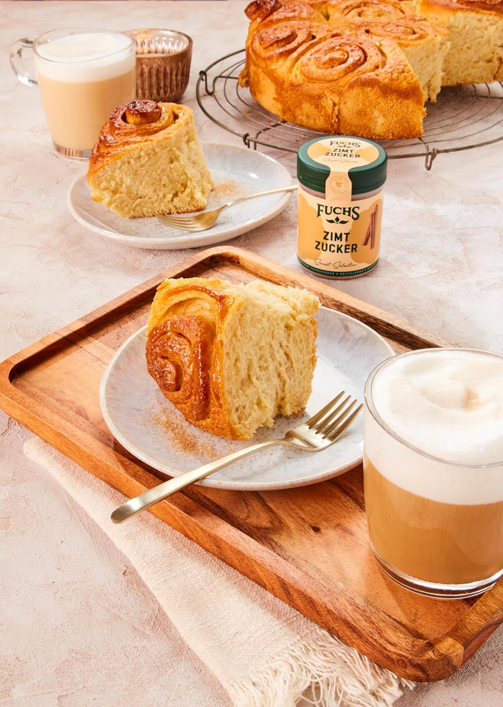 Fuchs Gewürze - Zimt Zucker - Klassisches Gewürz für Milchreis, Pfannkuchen oder Wafeln - aus natürliche Składnik - 100 g w wiederverwendbarer, recyclebarer Dawka