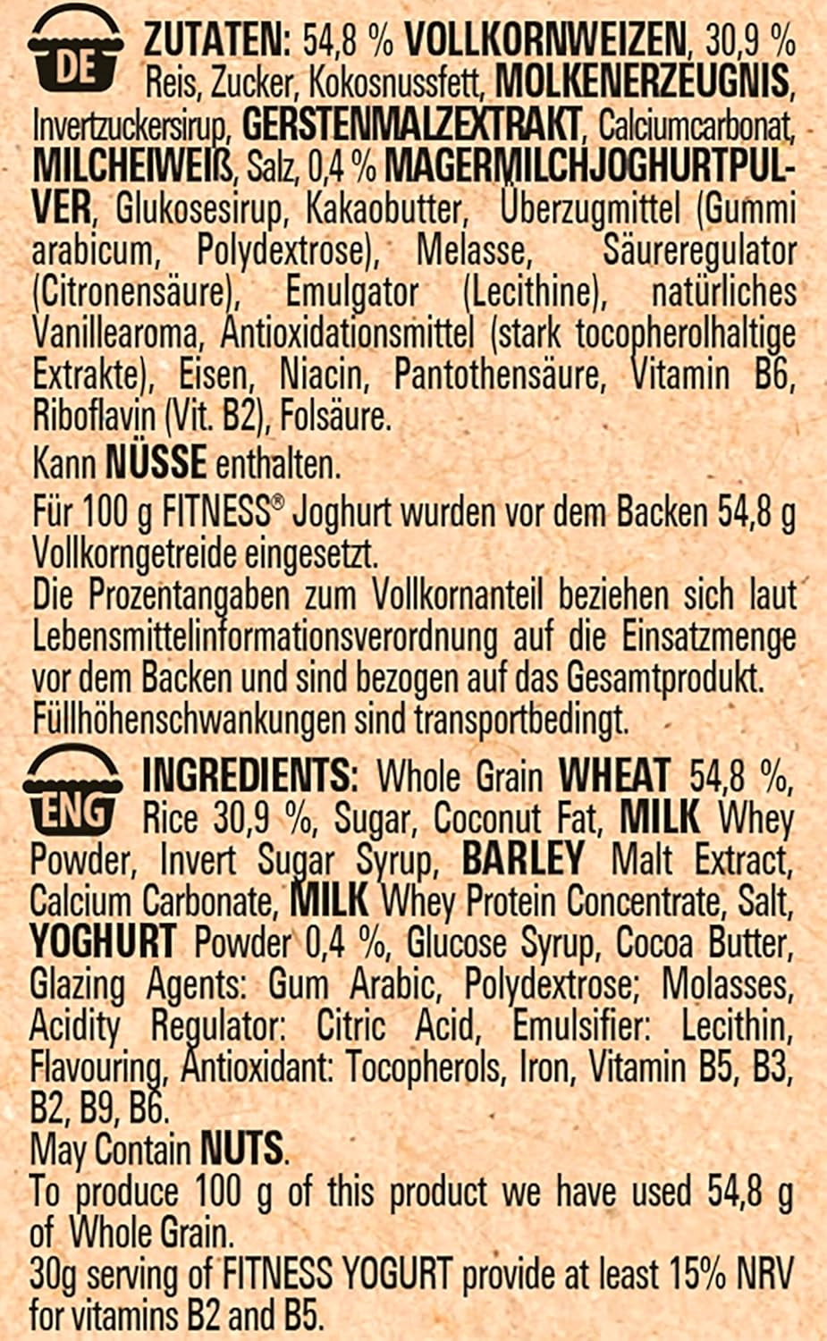 Nestlé Fitness Jogurt Pełnoziarniste płatki śniadaniowe z częściowym smakiem jogurtu 1 opakowanie (1 x 350g)