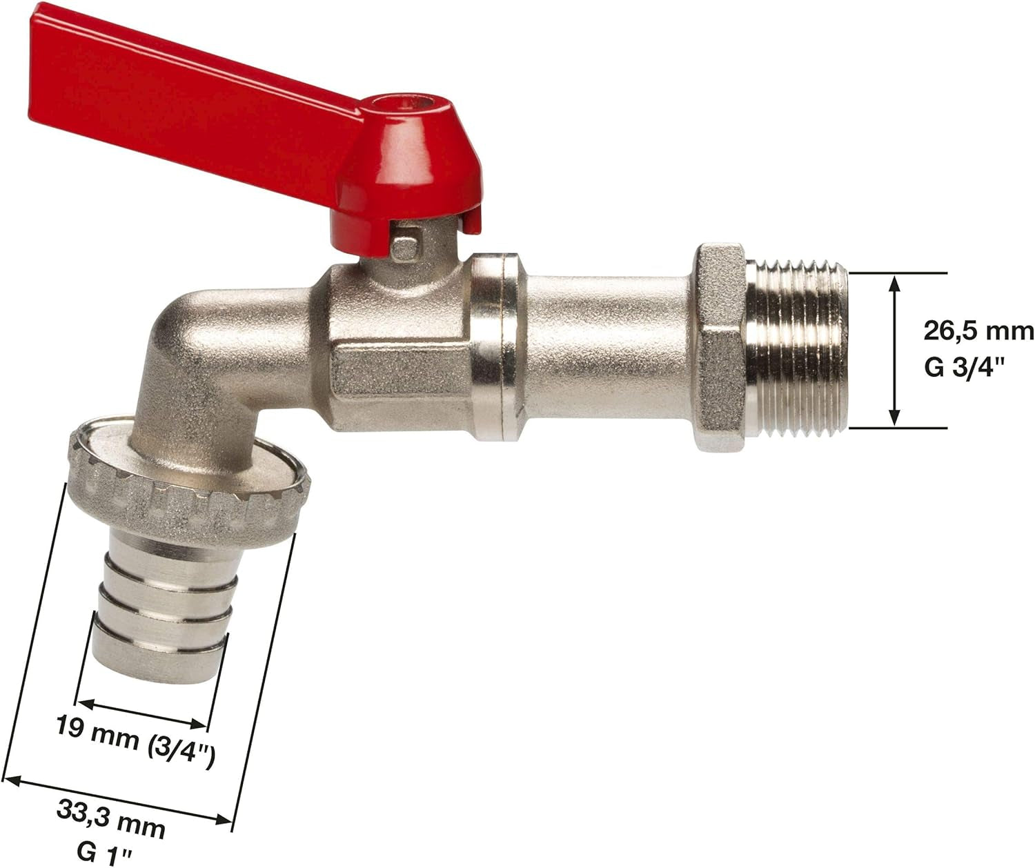 Robinet cu bilă Gardena: Robinet pentru uz interior și exterior, filet de 33,3 mm (G 1 inch), pentru furtunuri de 19 mm (3/4 inch) (7333-20)