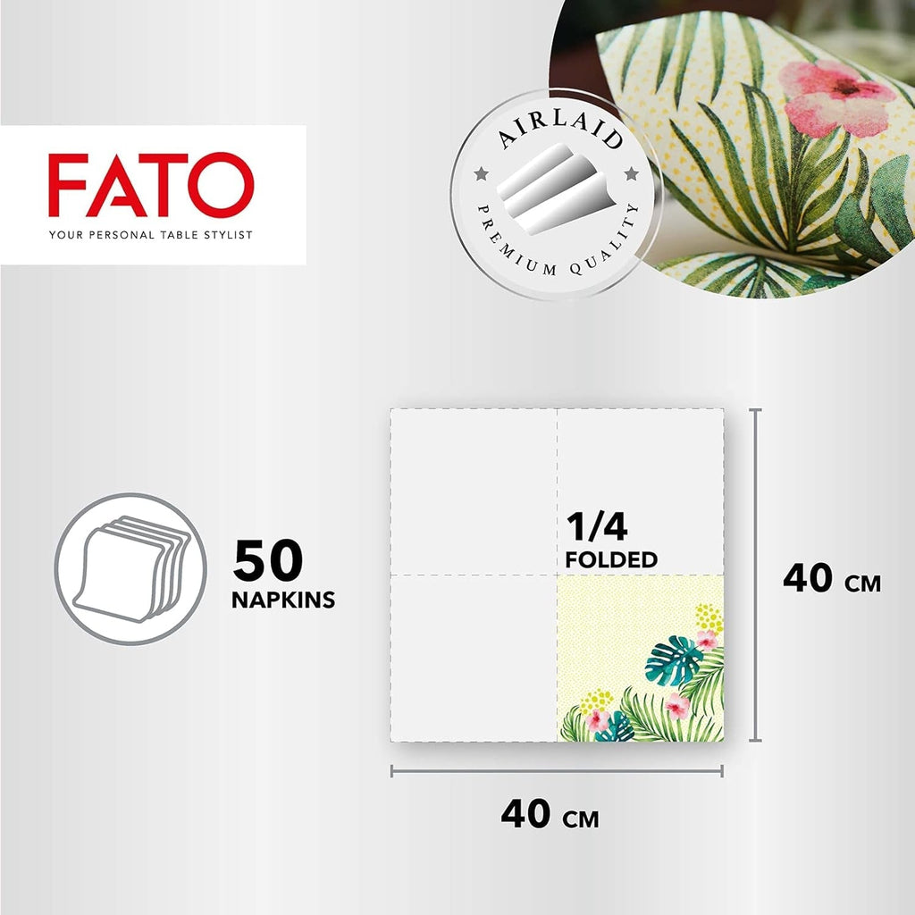 Fato - Șervețele din hârtie uscată, airlaid, efect textil, pachet cu 50 de șervețele, format 40X40 pliate în 4, Tropicana Decor
