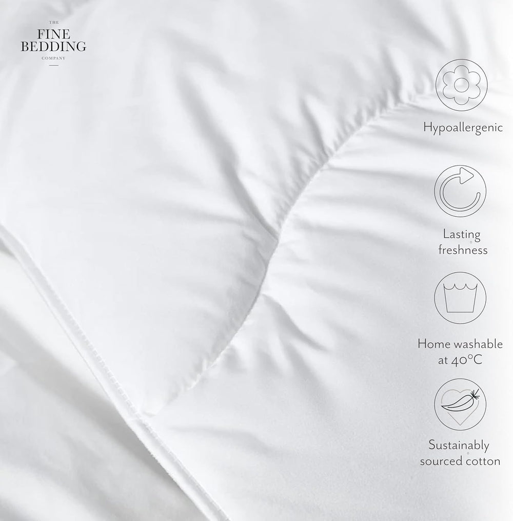 Kołdra Allergy Defense o grubości 4,5 Tog, wykonana z materiałów pochodzących z recyklingu, antyalergiczna i hipoalergiczna, łóżko typu Super King Size. Kołdry i kołdry Naty Shop