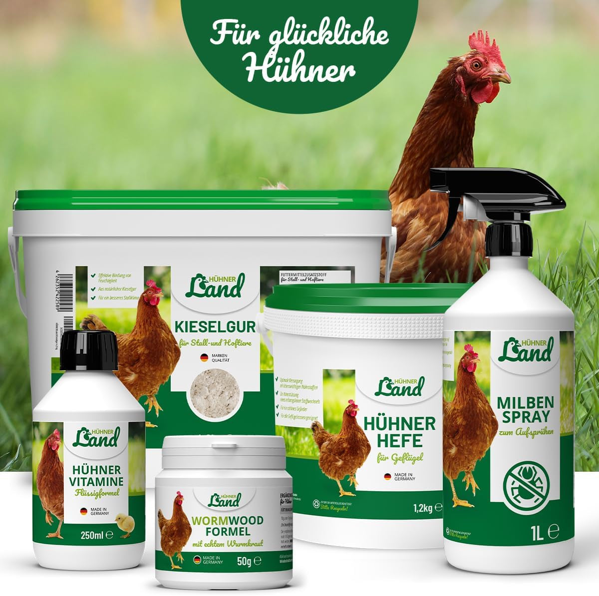 HÜHNER Land Eier-Fit für Legehennen 500g - Futterergänzung für Hühner, Legeleistung Zusatz für Hühner, Zusatz Eier, Eibildung, kräftiger Dotter, stabile Schale, gesunde Eier, Vitamine