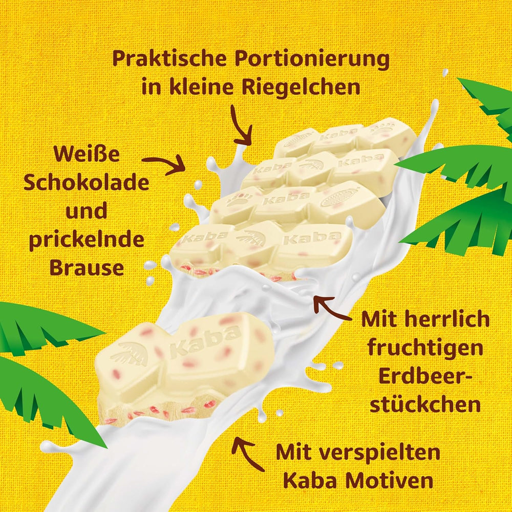 Kaba Biała Czekolada o Smaku Truskawkowym i Cukierki Musujące, Tabliczka Czekolady, Batonik 85g, Biała Czekolada o Smaku Truskawkowo-Owocowym i Cukierki Musujące o Smaku Kaba Original (3 szt.)