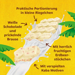Kaba Biała Czekolada o Smaku Truskawkowym i Cukierki Musujące, Tabliczka Czekolady, Batonik 85g, Biała Czekolada o Smaku Truskawkowo-Owocowym i Cukierki Musujące o Smaku Kaba Original (3 szt.)