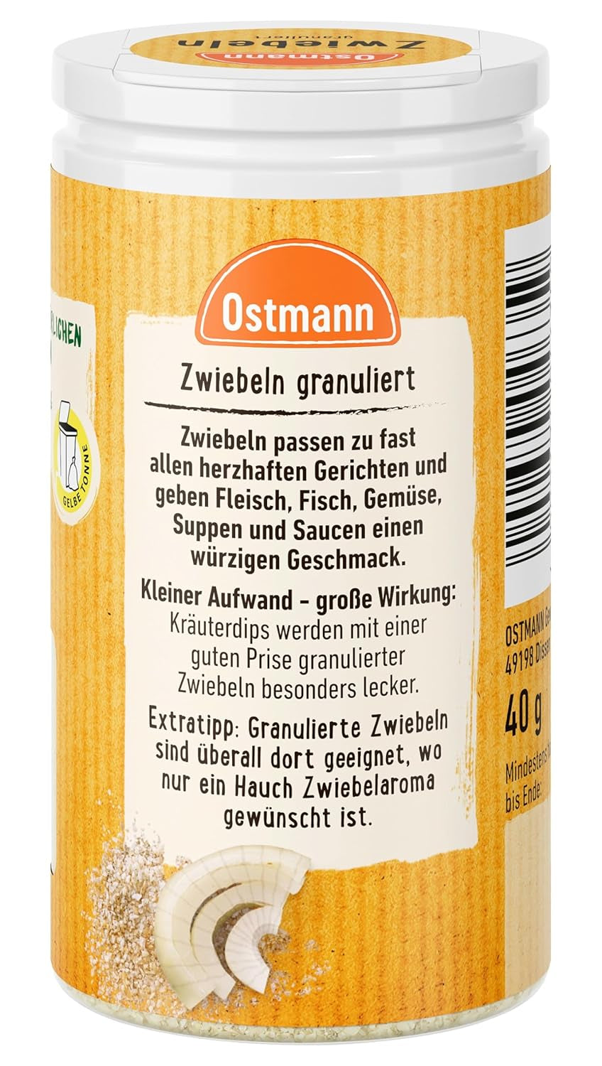 Ostmann Gewürze - Granulat Zwiebeln | Zwiebelpulver zum Würzen herzhafter Gerichte | 40 g w dawce recyklingowej