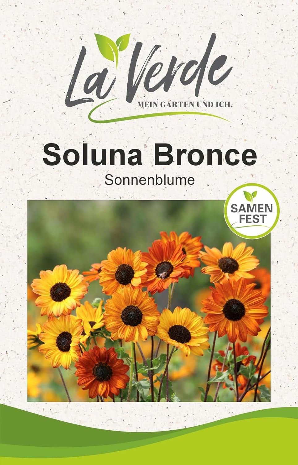 La Verde MEIN GARTEN UND ICH. Orange Sun Sonnenblumen Samen Für Ca. 30 Pflanzen, Gefüllte Orange Blüten, Eintriebig Und Schnittgeeignet, Blumensamen Ohne Gentechnik