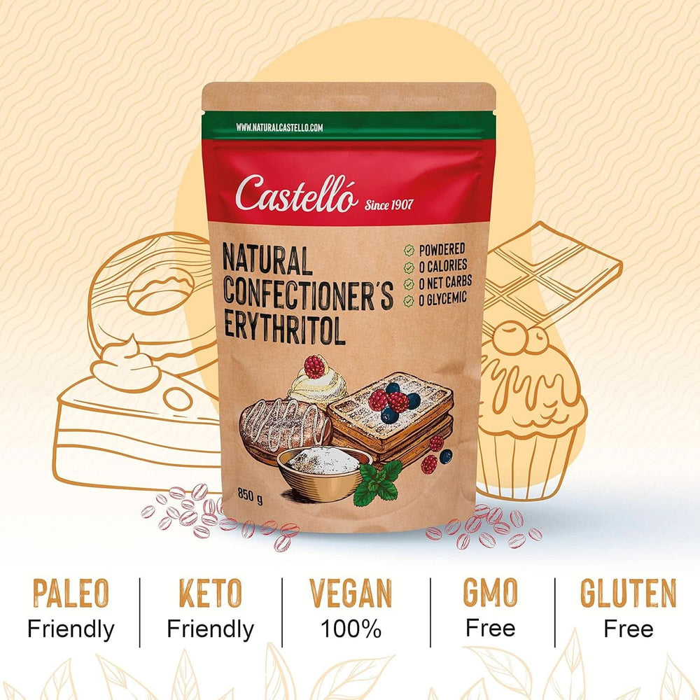 Naturalny Erytrytol - Cukier Puder | 10G = 7G cukru, 850 gramów słodzików Naty Shop