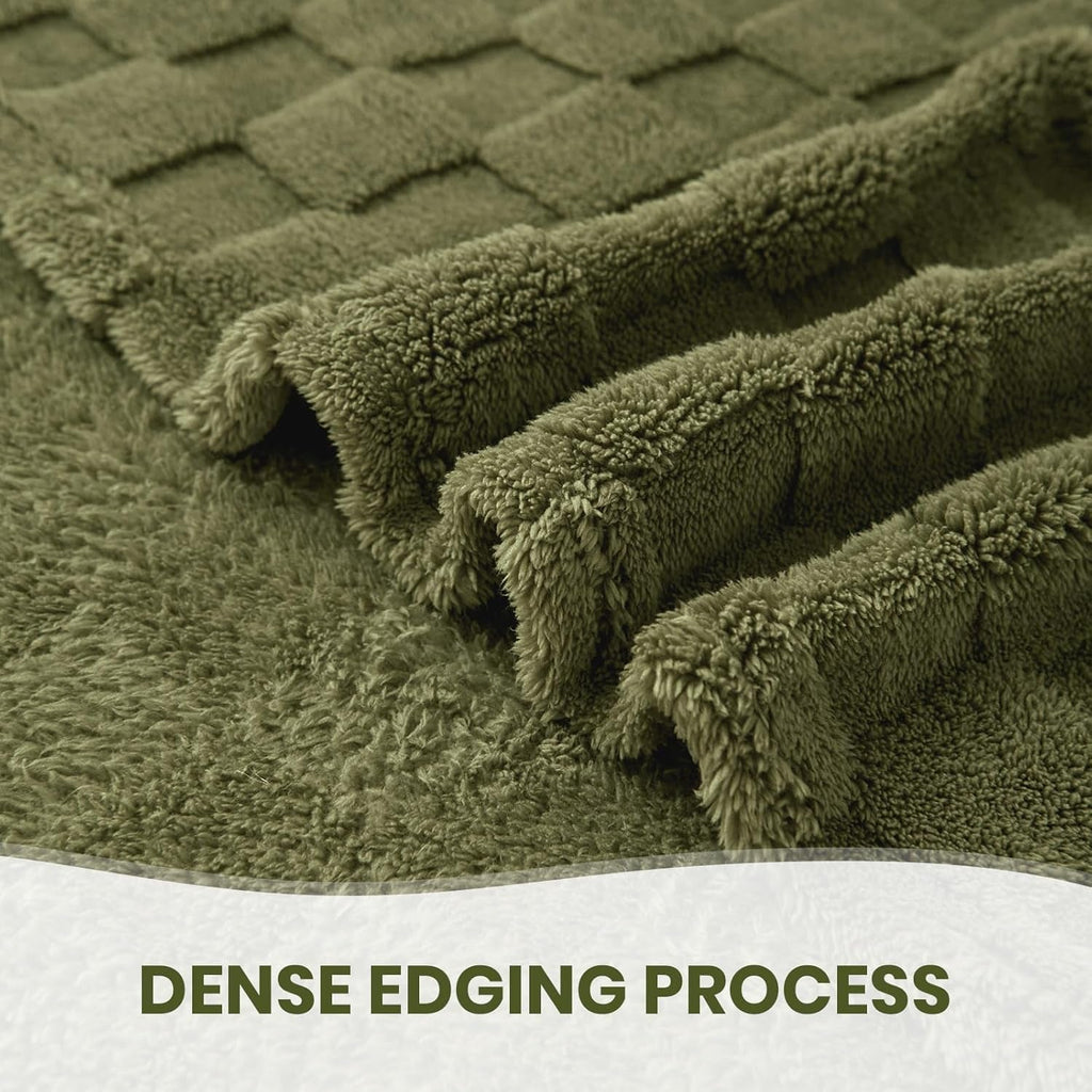 Good Nite Cosy pătură Fluffy Couch Throw pătură Fleece Bedspread Cosy Soft Checked Green pătură primăvară vară toamnă iarnă patru anotimpuri (150X200Cm Olive Green) Paturi si Cuverturi Good Nite