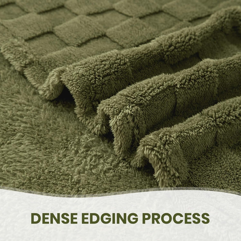 Good Nite Przytulny koc Puszysty koc narzutowy Narzuta z polaru Przytulny miękki zielony koc w kratkę Wiosna Lato Jesień Zima Cztery pory roku (150X200 cm oliwkowa zieleń) Good Nite Łóżka i koce