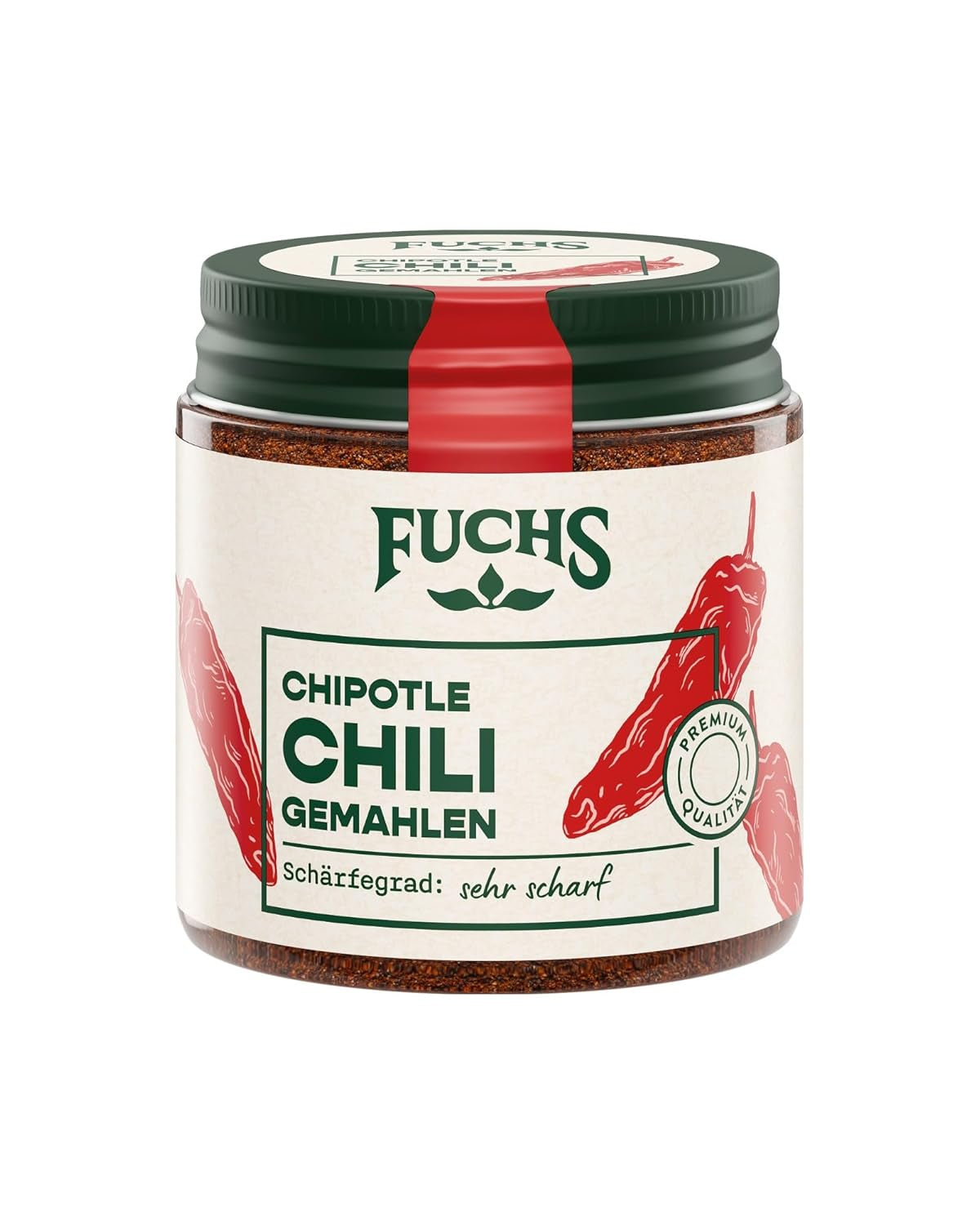 Fuchs Gewürze - Chipotle Chili gemahlen | Rauchiges Chilipulver | Chili w proszku w jakości Premium 50 g im wiederverschließbaren Gewürzglas