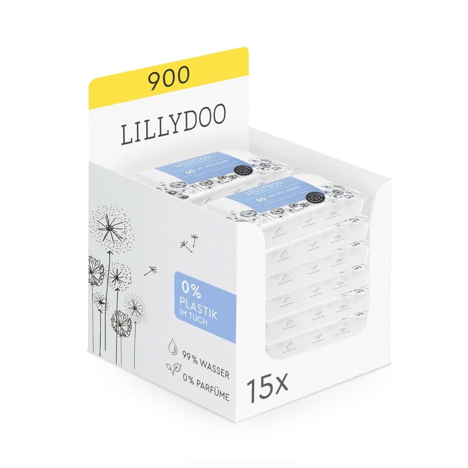 LILLYDOO Baby Feuchttücher Mit 99% Wasser, 10 X 15 Stück (150 Feuchttücher), 100% Plastikfreies Tuch, Ohne Parfüme & Mild Wie Watte Und Wasser (FSC Mix) Servetele Umede Bebelusi Naty Shop 60 Stück (15Er Pack)