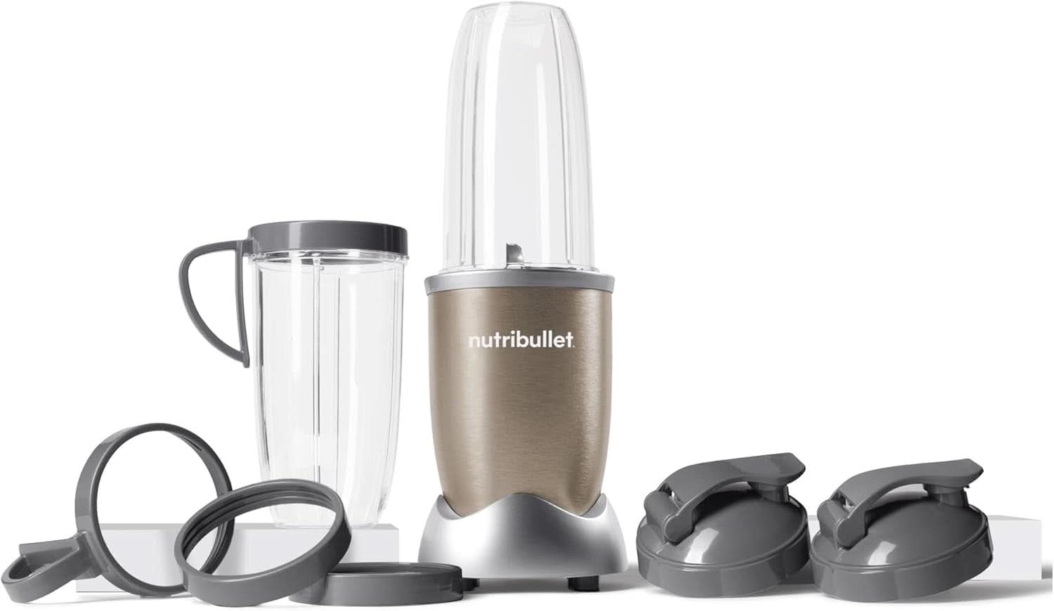 Nutribullet Pro, 900 Watt Leistung, Einfach Und Schnell in Der Anwendung, Kompakt, Leicht Zu Reinigen, Mit 700 Ml Becher, Smoothiemixer, Smoothie Maker, Elektrischer Mixer, NB904B, Schwarz Mother and Child Naty Shop Bundle Mit 7 Zubehörteilen Verpackung Mit Zubehör