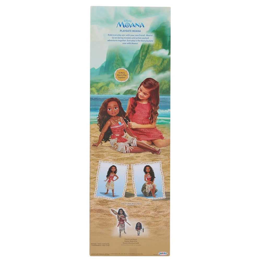 Disney Princess Vaiana, păpușă de joacă înaltă de 80 cm de la Jakks Pacific, păpușă mobilă, cu perie pentru a-și pieptăna buclele ondulate, rochie inspirată de film, colier detașabil cu pandantiv Papusi Naty Shop