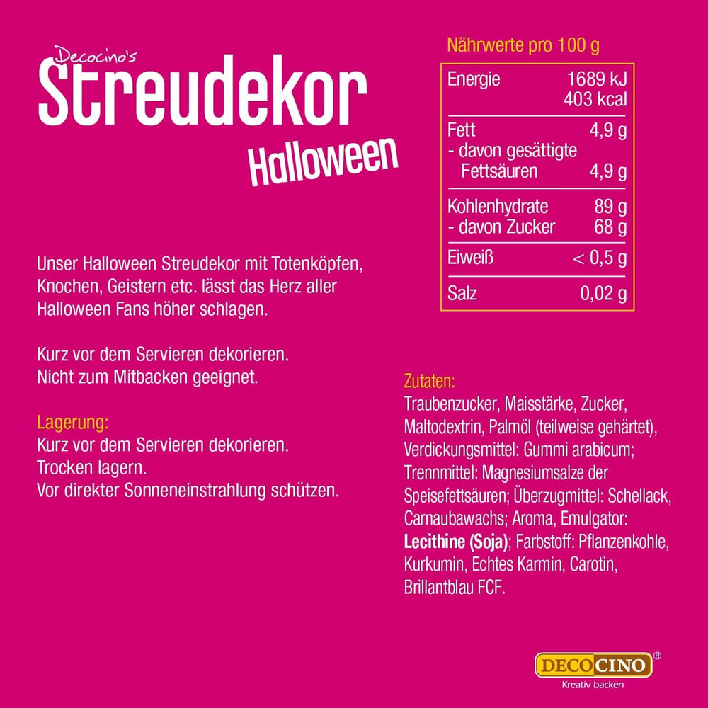 Decocino Halloween Sprinkles, wielobarwne, 120 gramów Posypka Naty Shop