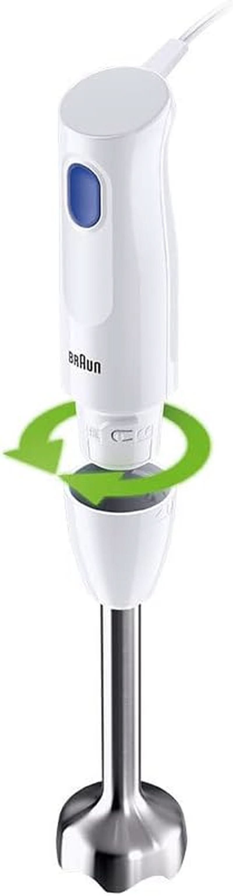 Braun Stabmixer MQ10.001PWH + Messbecher 600 ml, 5 Jahre Service, Leicht, Easytwist-System Zum Einfachen Wechseln Des Zubehören, Splash Control-Technologie Ohne Spritzer Kitchen Naty Shop