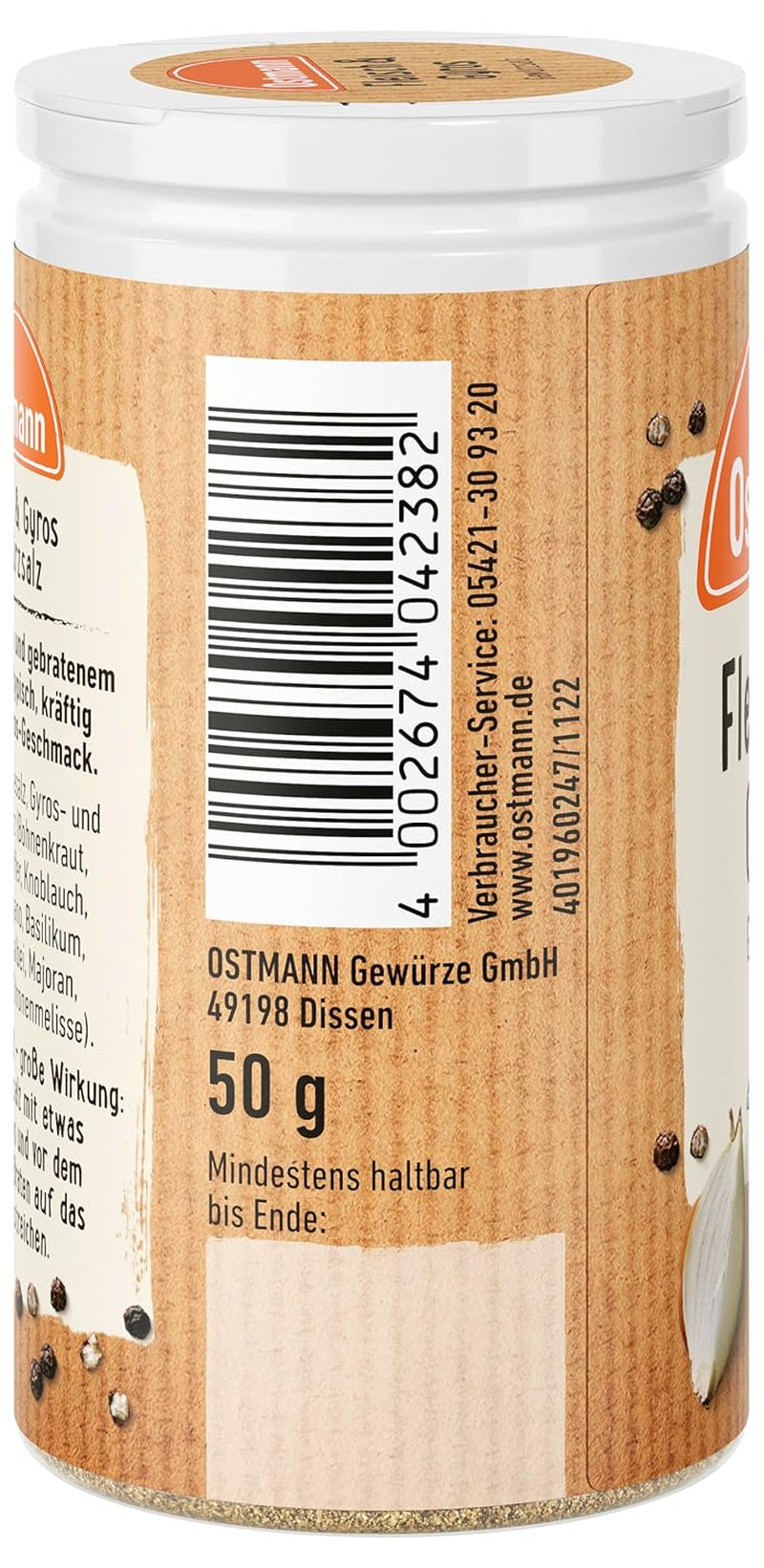 Ostmann Gewürze - Fleisch & Gyros Gewürzsalz | Pikantes Gewürz mit mediterraner Uwaga dla gegrilltes und gebratenes Fleisch | Mit praktischem Streuaufsatz | 50 g na sitku