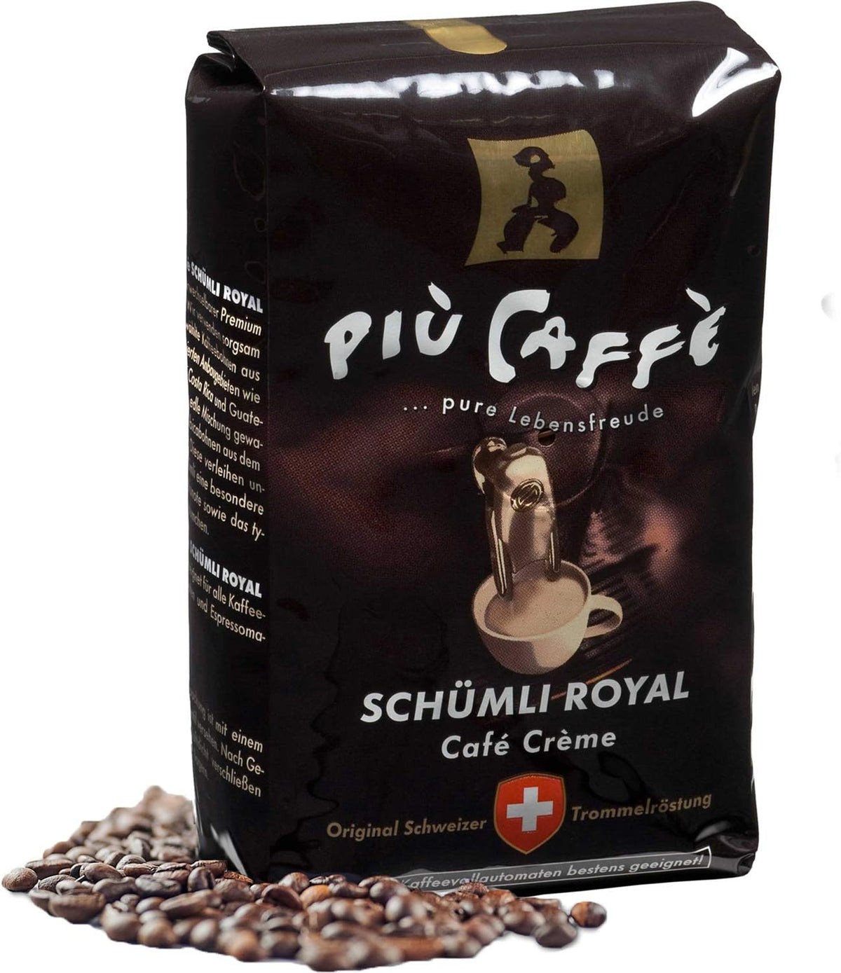 Café Crème Kaffeebohnen, würzig, kräftig, intensiv und gehaltvoll, Arabica und Robusta, Schweizer Trommelröstung, ganze Bohnen für Vollautomaten Schümli Royal 1 kg