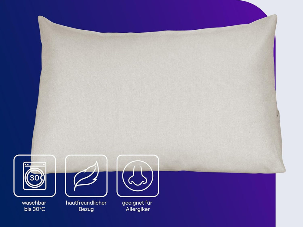 Pernă confortabilă Traumnacht Cozy Back, pernă de citit, 70 x 40 cm bej, husă detașabilă și lavabilă din 100% poliester, buzunar lateral practic, certificată Oeko-Tex, produsă conform standardelor germane de calitate