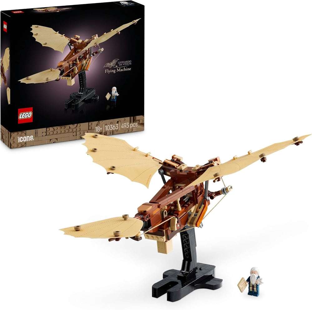 LEGO Icons Latająca maszyna Leonarda Da Vinci z trzepoczącymi skrzydłami - Zawiera minifigurkę i stojak - Zestaw do budowania dla dorosłych - Zestaw do dekoracji domu - Pomysł na prezent - 10363 Zestawy do budowania Besuche den LEGO-Store Domyślny tytuł