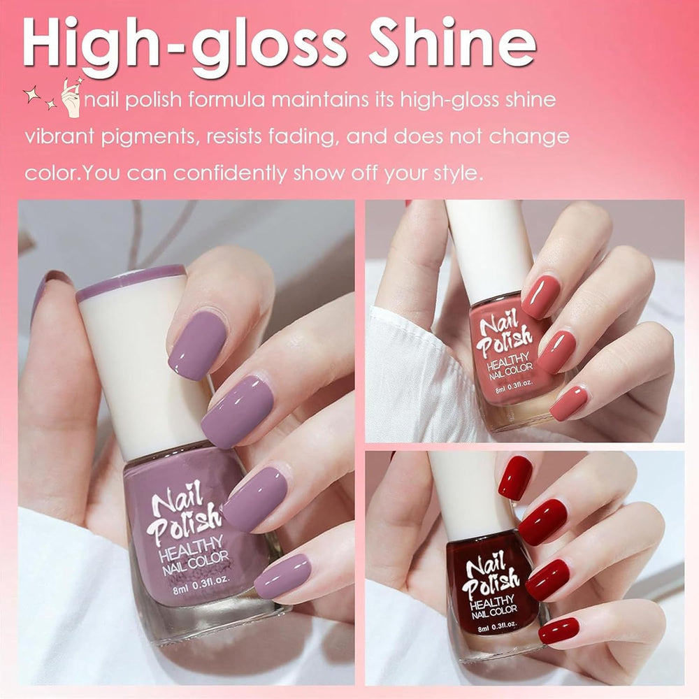 6-częściowy zestaw lakierów do paznokci – szybkoschnący, długotrwały, jasnoczerwony lakier do paznokci – nietoksyczny lakier do paznokci na bazie wody do salonów DIY Manicure Prezent (kolor A)