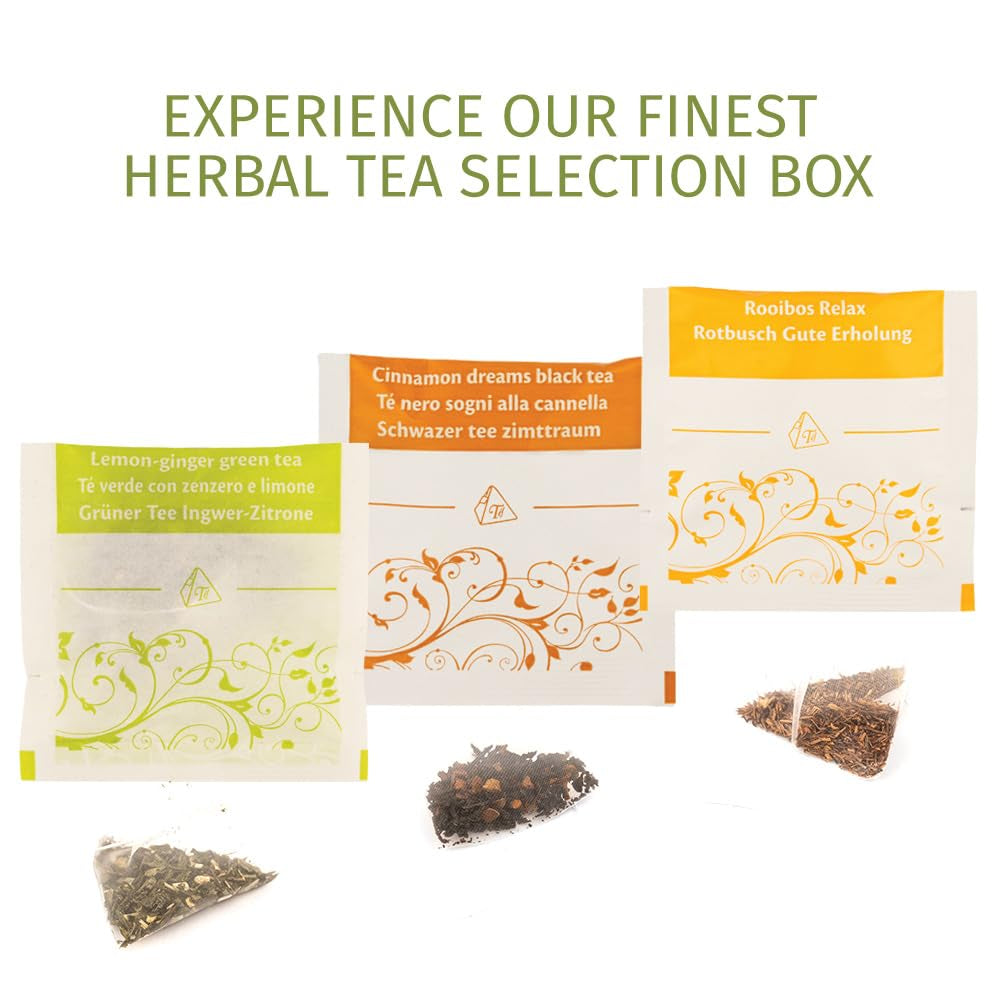 - Cutie cadou | Cutie cu selecție de ceaiuri din plante | 24 pliculețe - Filtru piramidal | 6 arome | Idei de cadouri pentru ea și pentru el