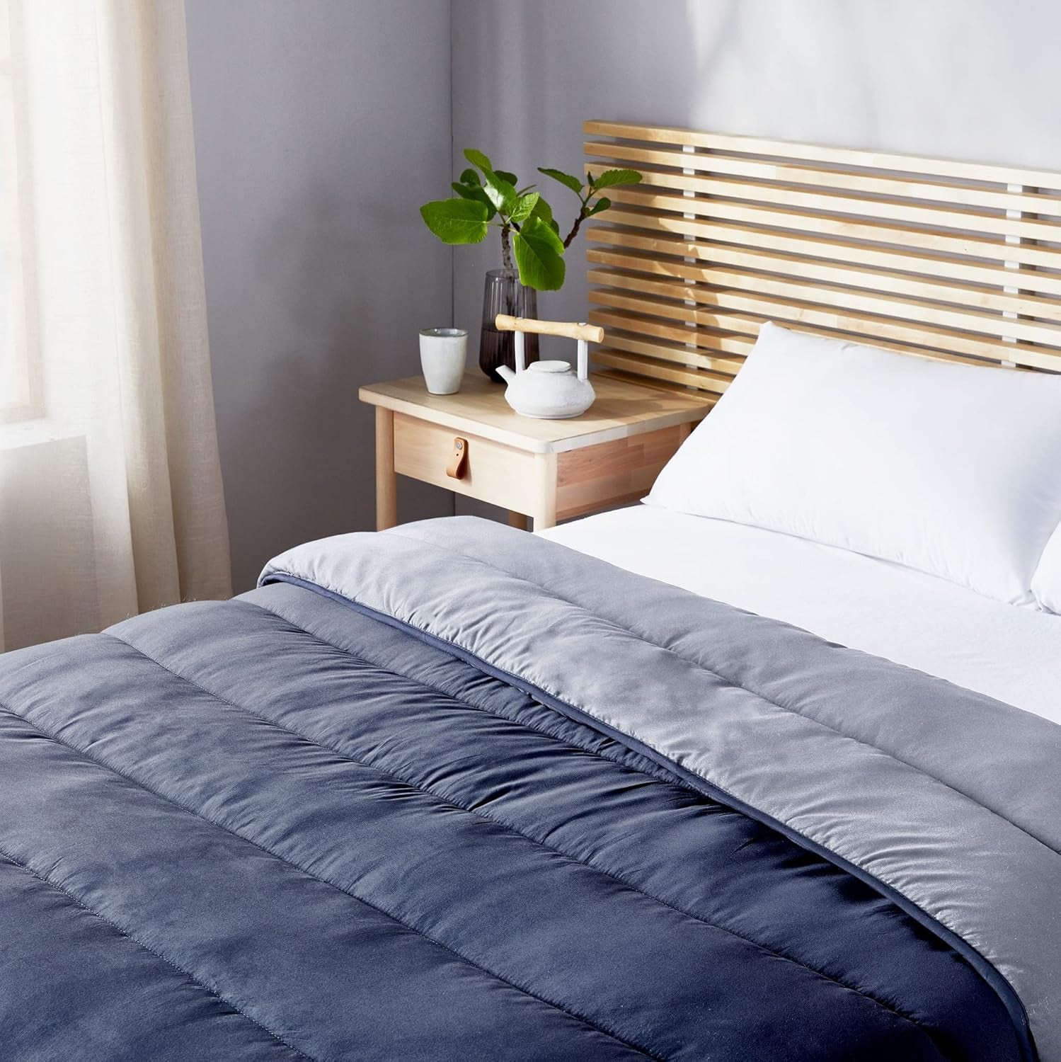 Pikolin Home - Dwustronna kołdra 300 G - Dwukolorowe wypełnienie nordyckie - Do łóżka 135 - Przytulna, ciepła, oddychająca, musztardowy żółty, 220 X 220 Cm Kołdry i kołdry Naty Shop