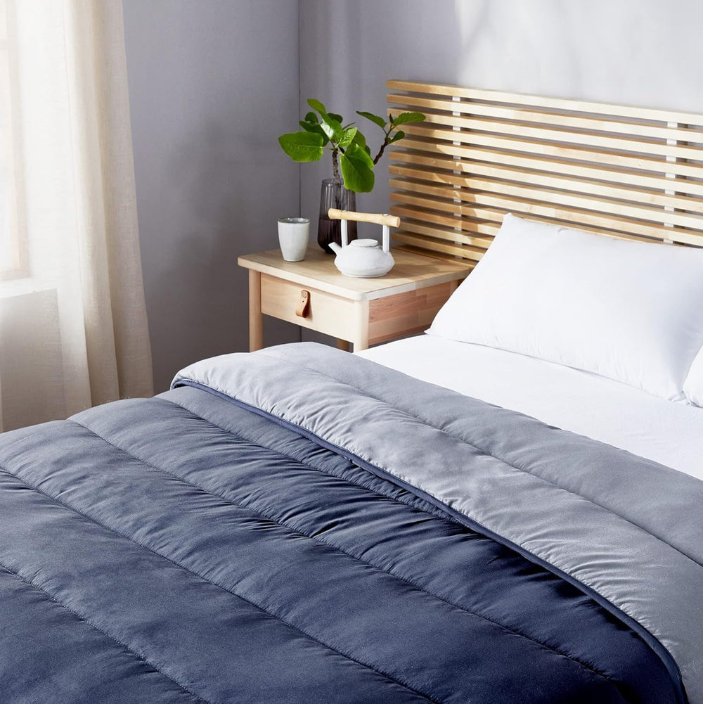 Pikolin Home - Dwustronna kołdra 300 G - Dwukolorowe wypełnienie nordyckie - Do łóżka 135 - Przytulna, ciepła, oddychająca, musztardowy żółty, 220 X 220 Cm Kołdry i kołdry Naty Shop