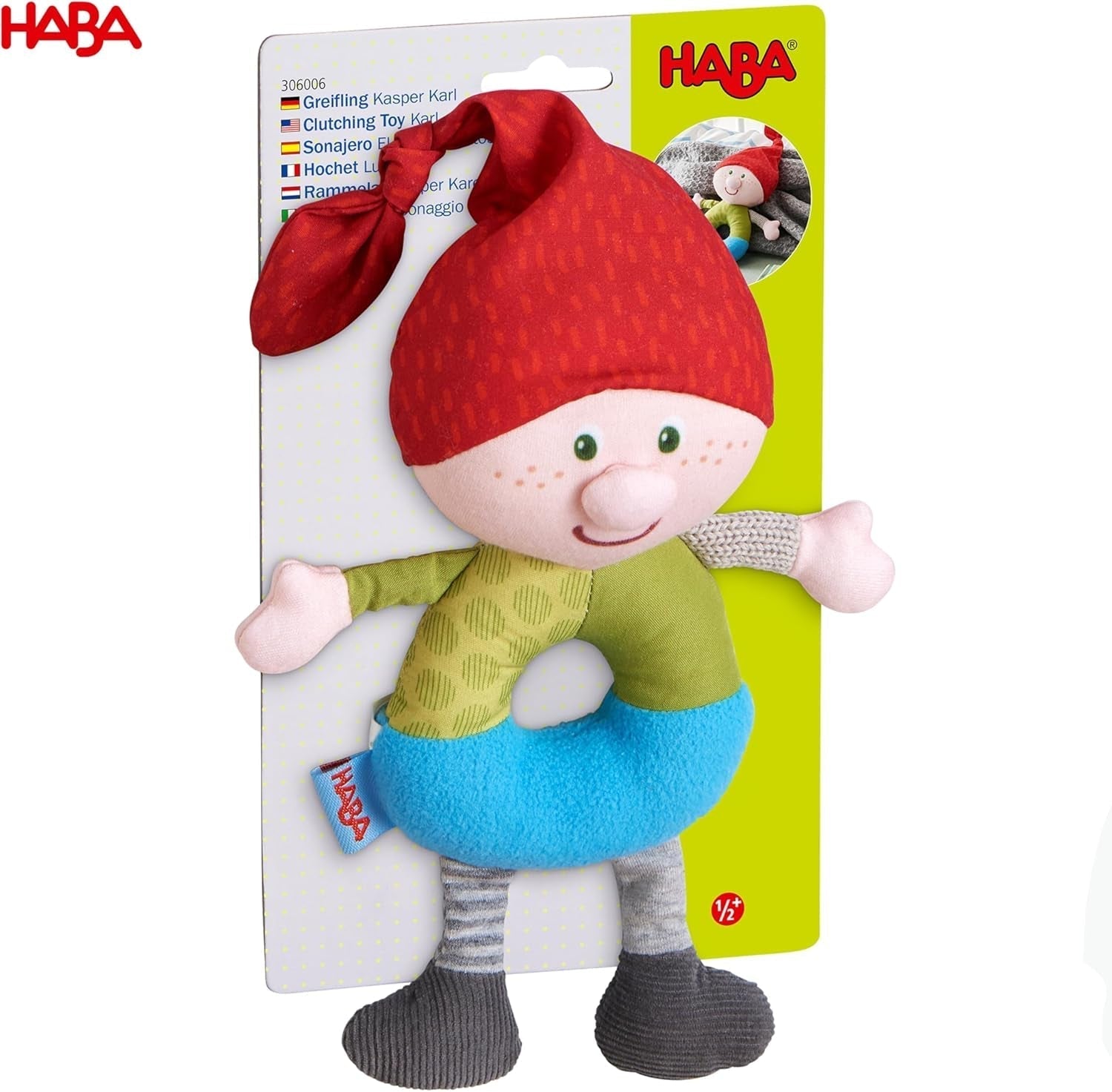 HABA 306006 - Jucărie de prins Kasper Karl, jucărie de prins de la 6 luni, colorată Jucarii Bebe Naty Shop