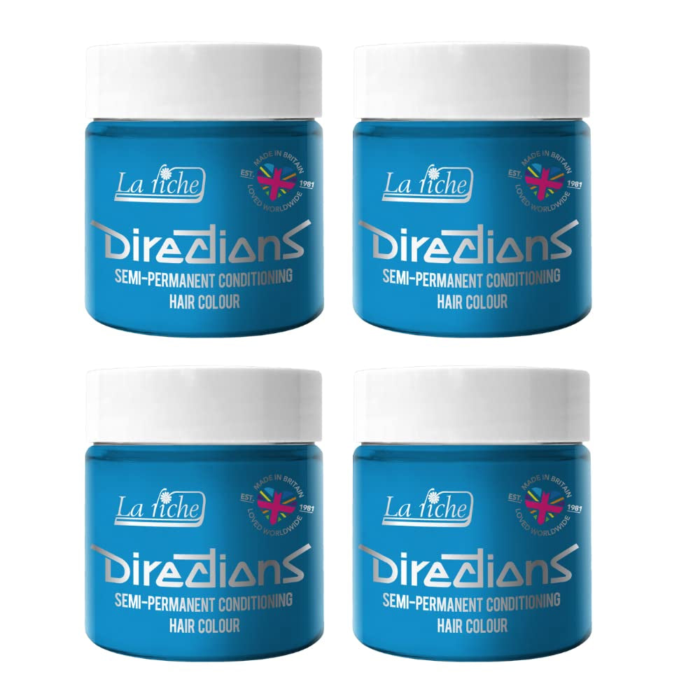 Culoare de păr semipermanentă Directions 100 ml cutie 4 pack (Pillarbox Red) Vopsea pentru par Naty Shop Pastel albastru 400 Ml (1 pachet)