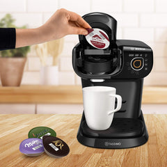 Espressor Tassimo My Way cu 2 capsule TAS6502 cu filtru de apă, peste 70 de băuturi, personalizare băuturi, varietate de cafea, preparare ușoară, 1.500 wați, negru
