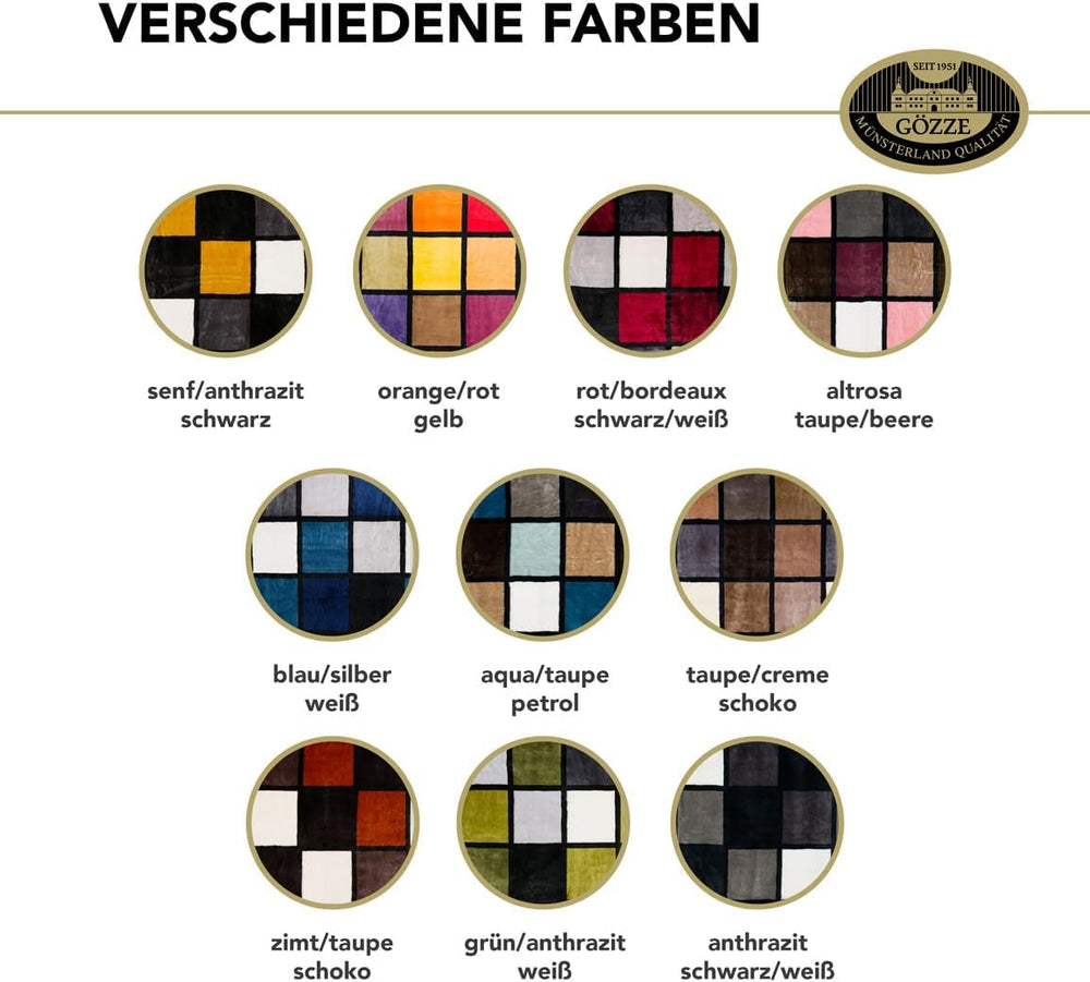 Gözze - Miękki i wygodny koc, w dotyku kaszmirowy, gruba tkanina 500 G/M², Antigua, 150 x 200 cm - Musztardowy/czarny/biały Łóżka i koce Besuche den GÃ¶zze-Store