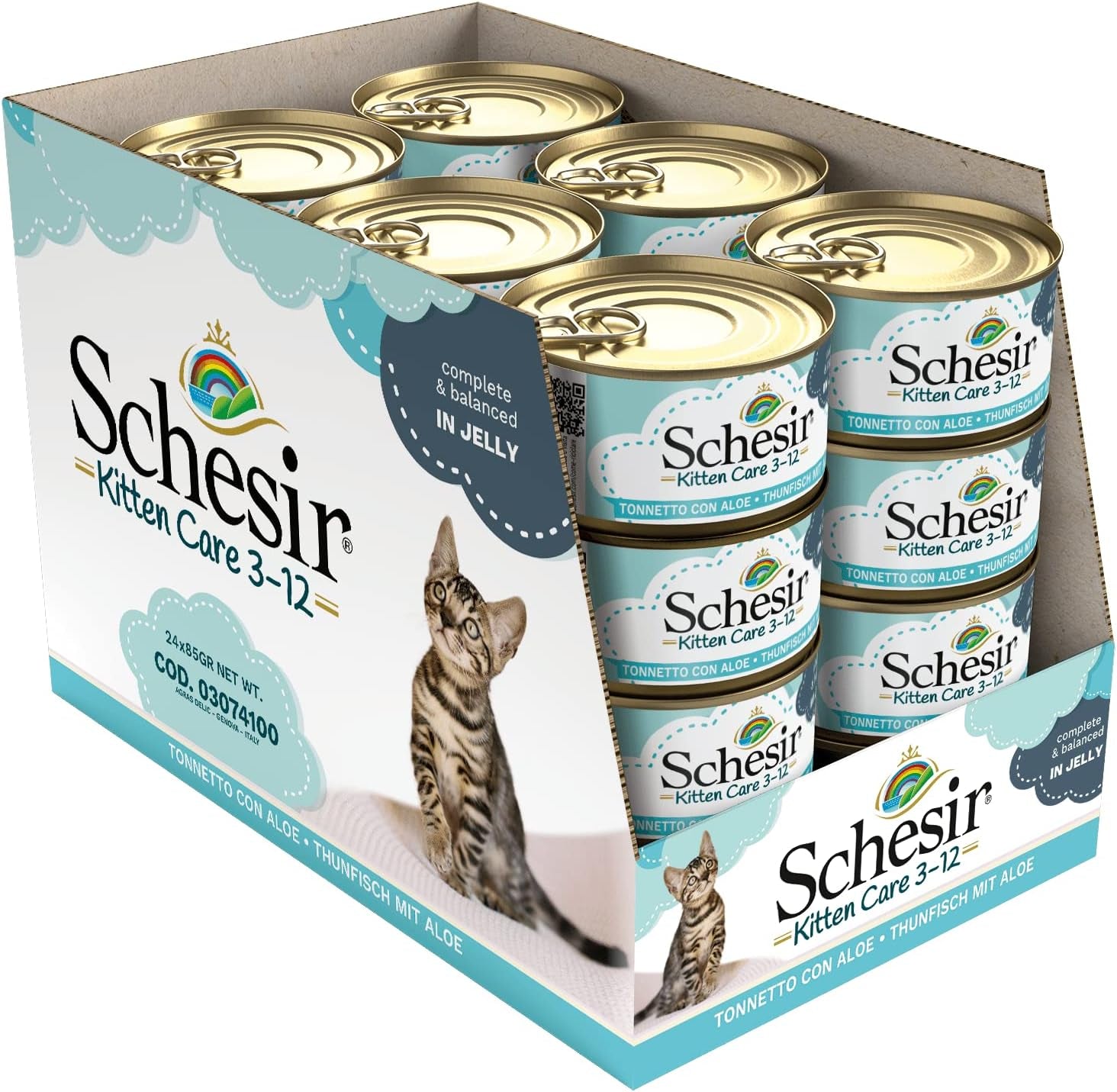 Hrană umedă pentru pisici Cat Jelly Kitten Tuna cu Aloe Vera, jeleu, 24 cutii x 85 g