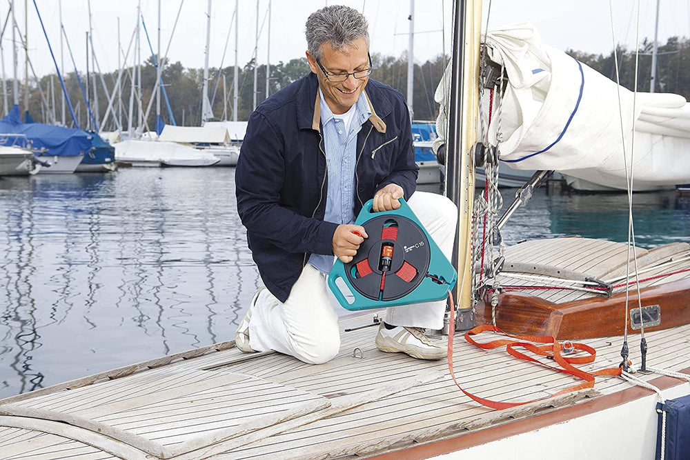 Furtun plat Gardena Original Classic roll-fix 15m: Casetă furtun economisitoare cu furtun de apă (Ø 12 mm în casetă), mecanism automat de siguranță, incl. duză de pulverizare, cu dispozitive de conectare (756-20)