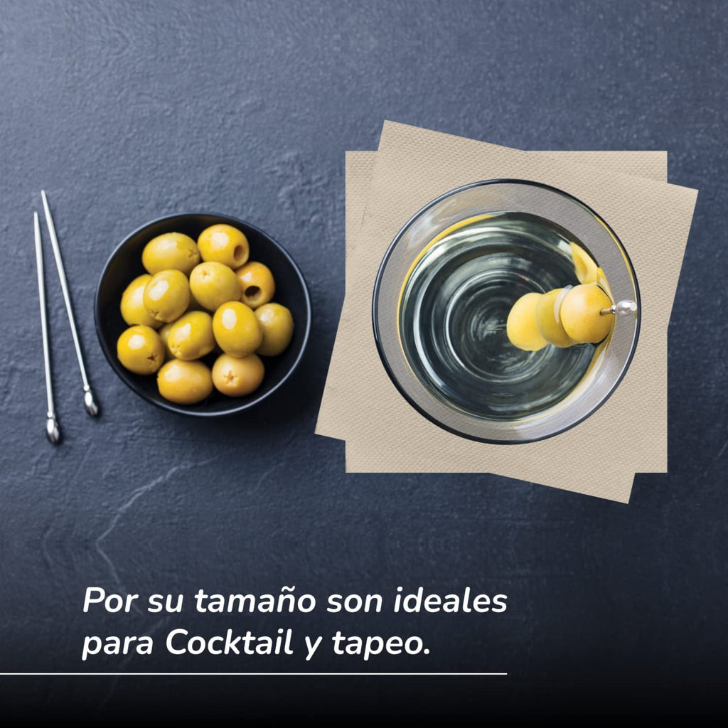 - 600 bucăți de șervețele de cocktail marca Bio-Eco - Culoare Naturală - 100% Reciclabile - Micropoint - 10 X 10 Cm (Pliate) Și 20 X 20 Cm (Nepliate)