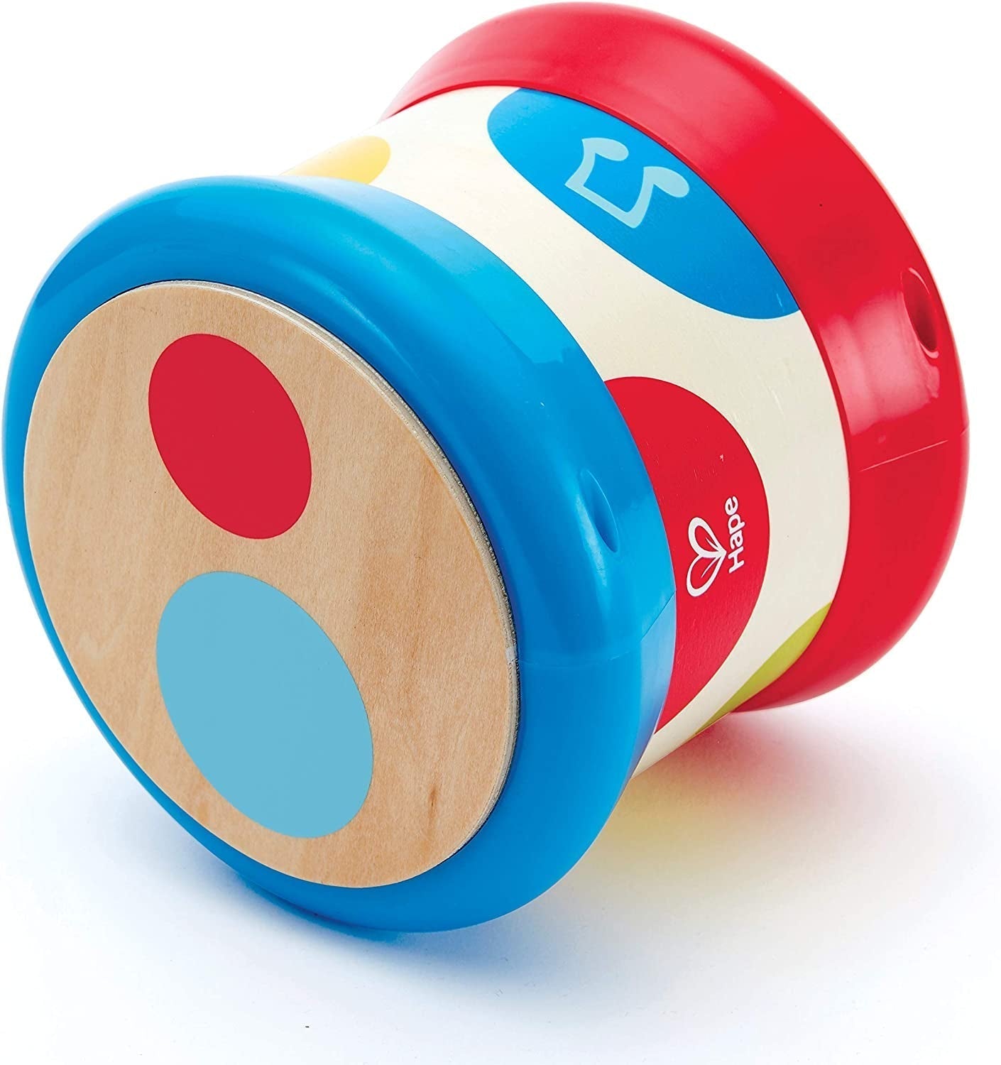 Hape Baby Drum | Jucărie muzicală rulantă pentru ca cei mici să învețe ritmul și diferite sunete, funcționează cu baterii, de la 6 luni Jucarii Bebe Naty Shop