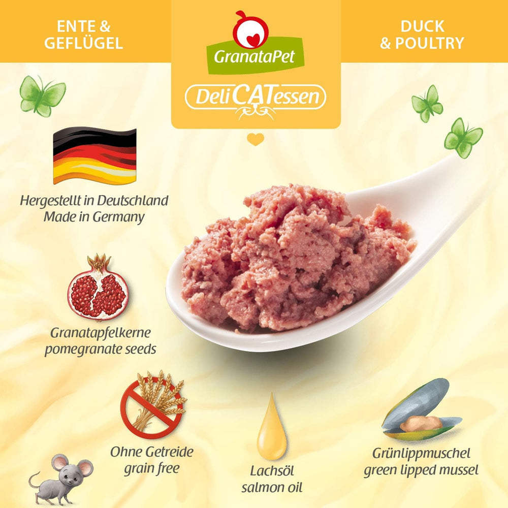 GranataPet DeliCatessen Huhn PUR, Nassfutter für Katzen, Futter ohne Getreide & ohne Zuckerzusätze, Katzenfutter mit hohem Fleischanteil & hochwertigen Ölen, 6 x 400 g