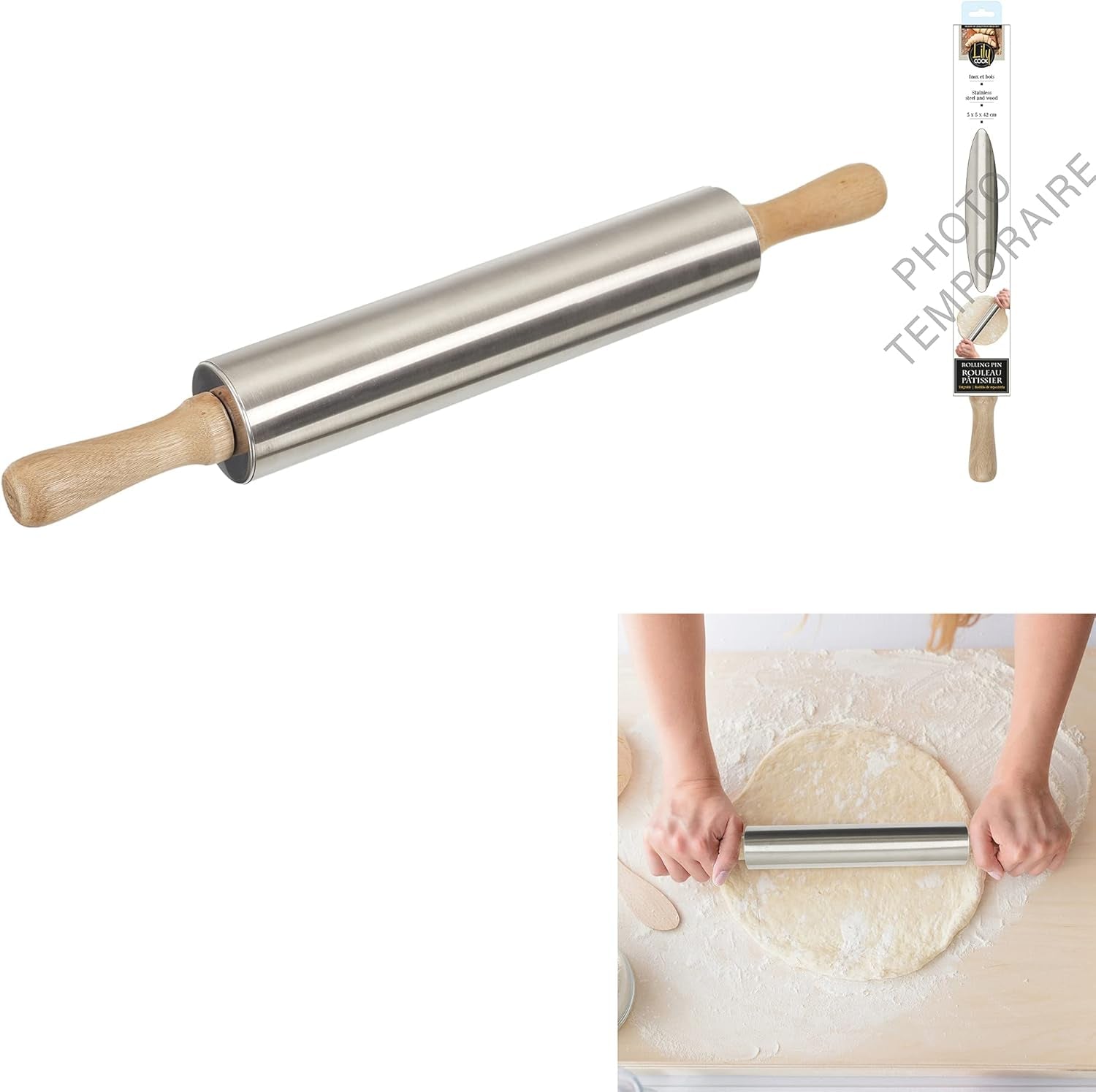 WAŁEK ZE STALI NIERDZEWNEJ. Wys. 42 Gr. 5 CM