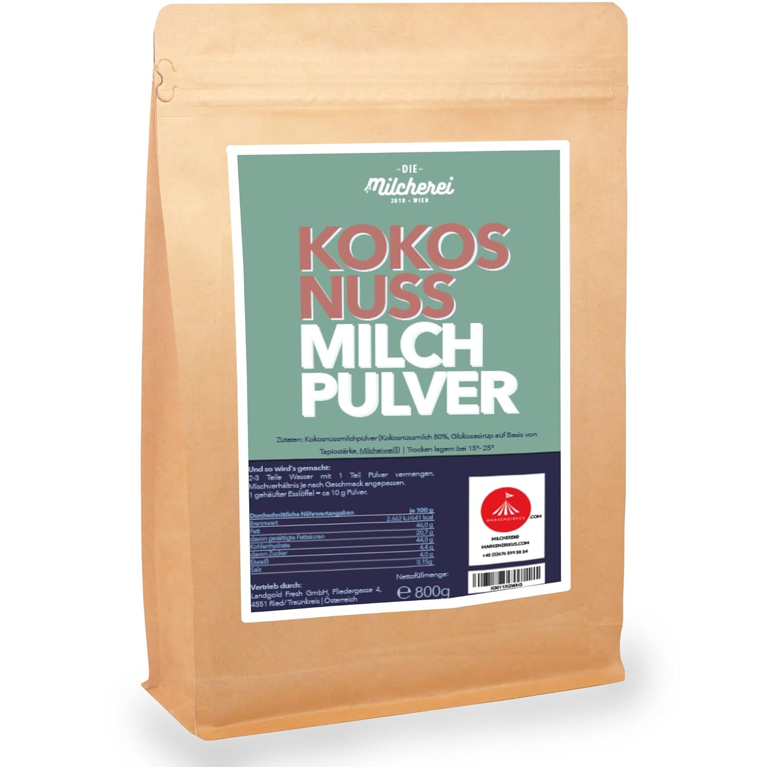 Kokos-Nuss-Milch-Pulver MILCHEREI Kokosowy Shake Curry Thai 800g