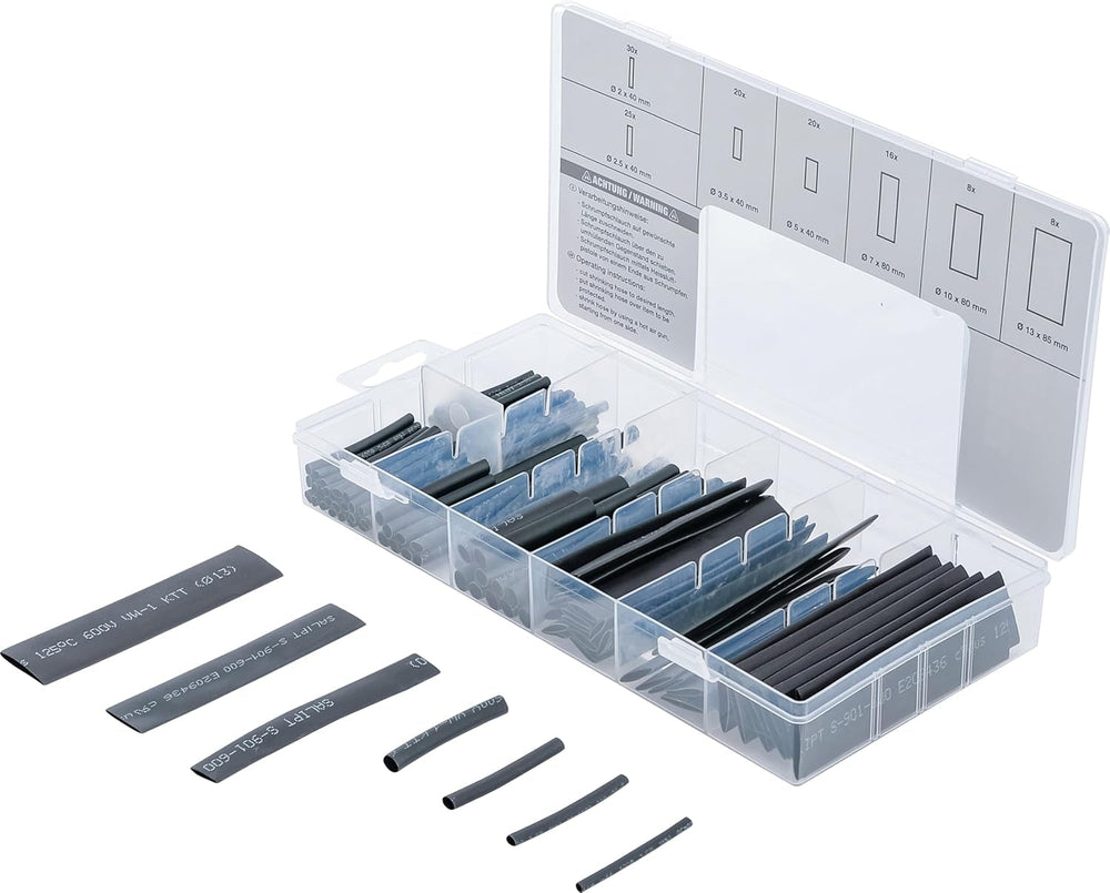 BGS 8123 | Sortiment de tuburi termocontractabile | 100 bucăți | Colorate | Raport 2:1 | 6 mărimi | Include cutie asortată