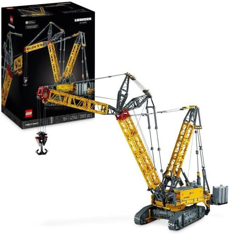 LEGO Technic Liebherr LR 13000 Dźwig gąsienicowy, zbuduj najlepszy model zdalnie sterowanego pojazdu budowlanego z aplikacją Control+, dźwig z wciągarką i ramieniem podnoszącym, duży zestaw modelowy dla dorosłych 42146 Besuche Den Zestawy konstrukcyjne LEGO-Store