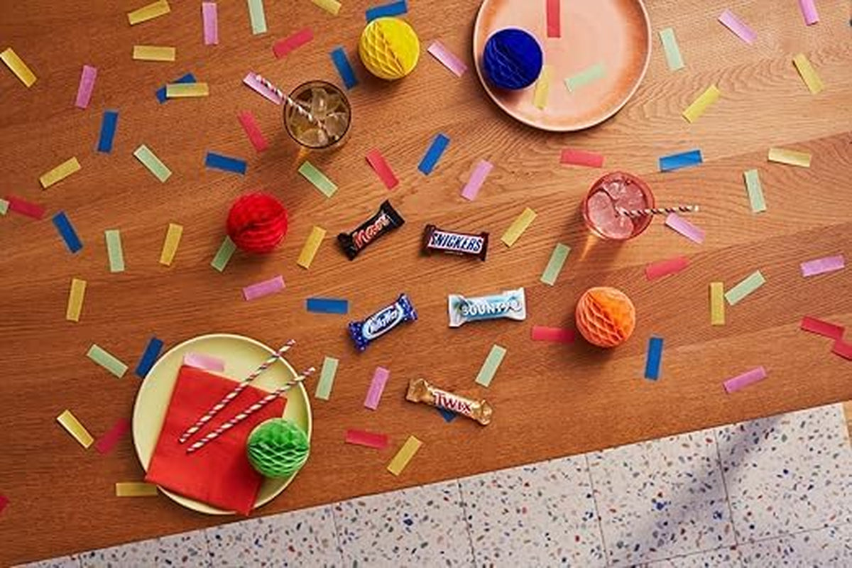 Mini opakowanie zbiorcze mieszanej czekolady, czekolada, 35 mini czekoladowych przekąsek (Mars, Snickers, Bounty, Twix, Milky Way) jako słodycze, prezent czekoladowy, pudełko cukierków (710 g)