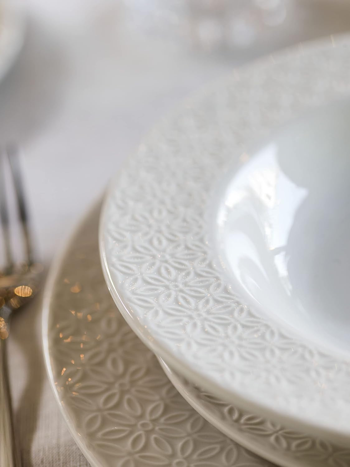 Margaret, serviciu de masă pentru 6 persoane, 18 piese, porțelan, alb Seturi vesela masa Naty Shop