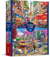 Trefl - Puzzle 2In1: Capitale europene - 2 X 500 piese - Set de două puzzle-uri, Bricolaj, Divertisment creativ, Pentru adulți și copii peste 10 ani Puzzle Naty Shop Titlu implicit