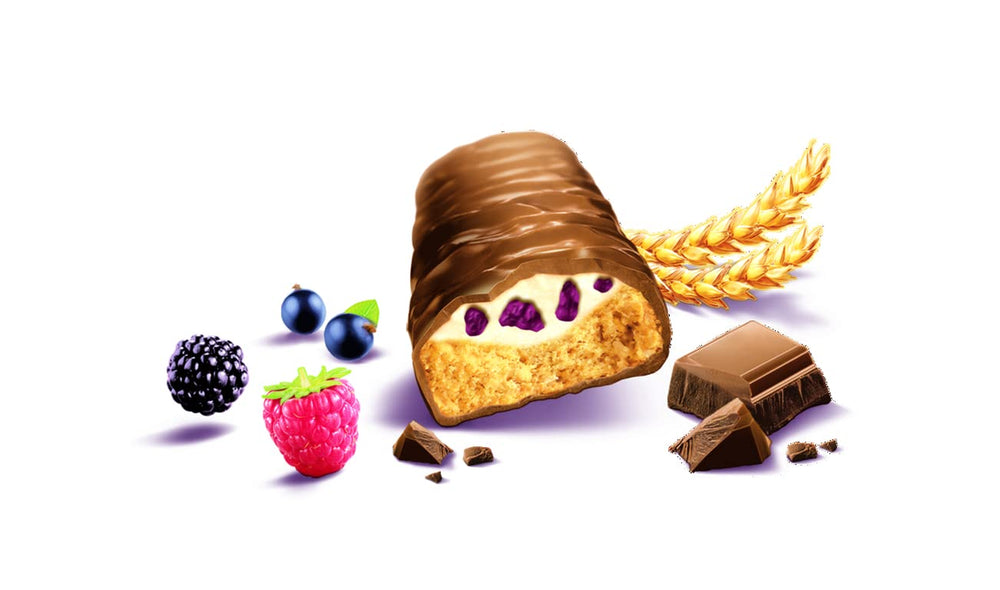 Balisto Chocolate Pack luzem, batoniki czekoladowe Yoberry, płatki zbożowe i jogurt, 8 x 18,5 g, czekolada, batoniki musli, opakowanie zbiorcze czekolady (148 g)