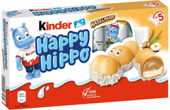 Kinder Happy Hippo Hazelnut - Specjalne chrupiące wafle z mlekiem i kremem z orzechów laskowych - Słodycze karnawałowe i Mardi Gras - 1 opakowanie zawierające 5 pojedynczych batonów po 20,7 g każdy
