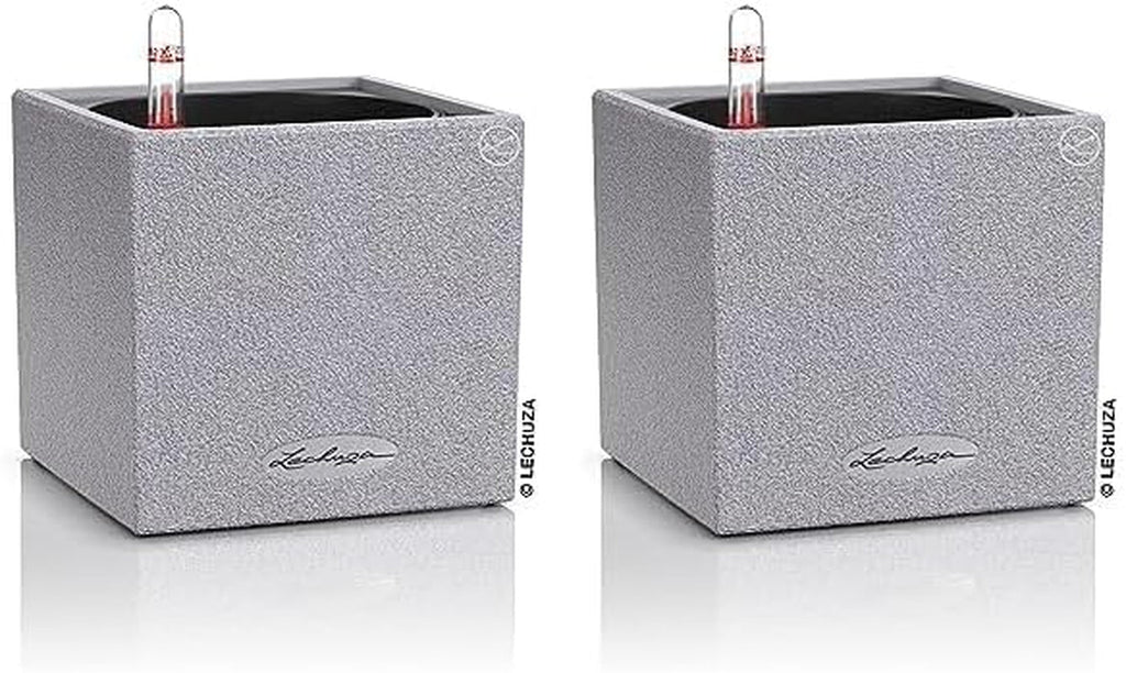 Cub de plante aromatice de înaltă calitate LECHUZA CANTO Stone 14 cu sistem de udare cu bețișor, gri piatră