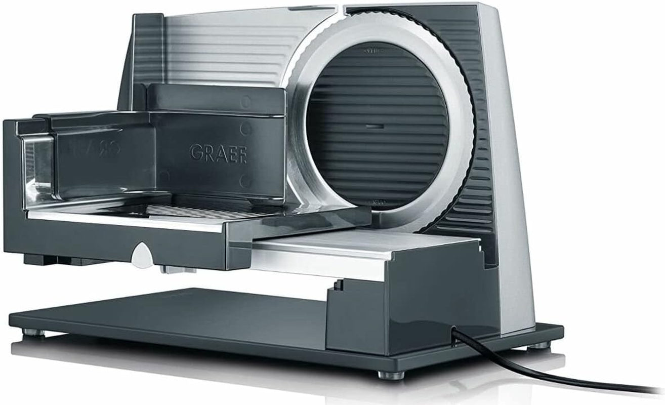 GRAEF SKS S32000, srebrna krajalnica elektryczna z całkowicie metalową obudową i szklaną podstawą Tarki i krajalnice Naty Shop